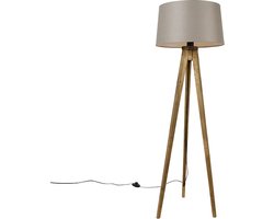 QAZQA tripod_classic - Landelijke Tripod | driepoot vloerlamp | Staande Lamp - 1 lichts - H 136 cm - Taupe - Woonkamer | Slaapkamer