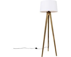 QAZQA tripod_classic - Landelijke Tripod | driepoot vloerlamp | Staande Lamp - 1 lichts - H 136 cm - Wit - Woonkamer | Slaapkamer