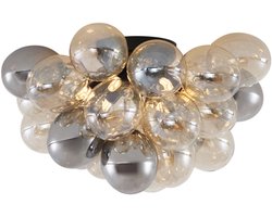QAZQA uvas - Design Plafondlamp - 6 lichts - Ø 50 cm - Zwart Goud - Woonkamer | Slaapkamer | Keuken