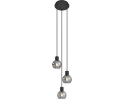 QAZQA vidro - Art Deco Hanglamp - 3 lichts - Ø 22 cm - Grijs - Woonkamer | Slaapkamer | Keuken