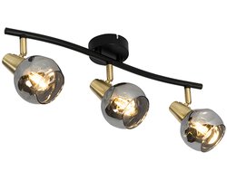 QAZQA vidro - Art Deco Plafondlamp - 3 lichts - L 61 cm - Zwart Goud - Woonkamer | Slaapkamer | Keuken