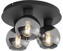 QAZQA vidro - Art Deco Plafondlamp - 3 lichts - Ø 32 cm - Grijs - Woonkamer | Slaapkamer | Keuken