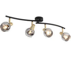 QAZQA vidro - Art Deco Plafondlamp - 4 lichts - L 70 cm - Zwart Goud - Woonkamer | Slaapkamer | Keuken