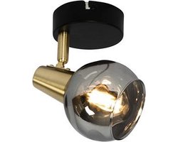 QAZQA vidro - Art Deco Plafondlamp en wandlamp - 1 lichts - L 12 cm - Zwart Goud - Woonkamer | Slaapkamer | Keuken