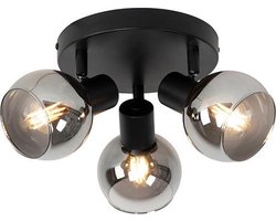 QAZQA vidro - Art Deco Plafondspot | Spotje | Opbouwspot - 3 lichts - Ø 35 cm - Zwart - Woonkamer | Slaapkamer | Keuken