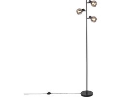QAZQA vidro - Art Deco Vloerlamp | Staande Lamp - 3 lichts - H 150 cm - Zwart - Woonkamer | Slaapkamer | Keuken