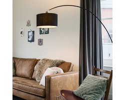 QAZQA vinossa fl - Staande booglamp - 1 lichts - H 1740 mm - Zwart