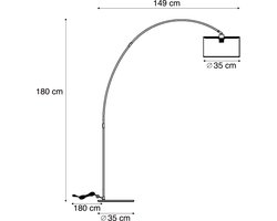 QAZQA vinossa - Moderne Staande booglamp - 1 lichts - H 180 cm - Beige - Woonkamer