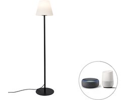 QAZQA virginia fl - Moderne LED Smart Vloerlamp | Staande Lamp incl. wifi - 1 lichts - H 150 cm - Zwart - Buitenverlichting
