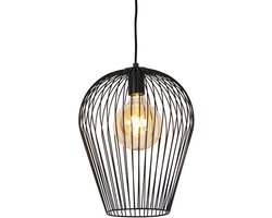 QAZQA wire - Design Hanglamp - 1 lichts - Ø 30 cm - Zwart - Woonkamer | Slaapkamer | Keuken