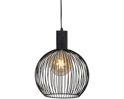 QAZQA wire - Design Hanglamp - 1 lichts - Ø 30 cm - Zwart - Woonkamer | Slaapkamer | Keuken
