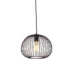 QAZQA wire - Design Hanglamp - 1 lichts - Ø 300 mm - Zwart - Woonkamer | Slaapkamer | Keuken