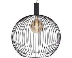 QAZQA wire - Moderne Grote hanglamp voor boven de eettafel | in eetkamer - 1 lichts - Ø 70 cm - Zwart - Woonkamer | Slaapkamer | Keuken