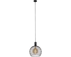 QAZQA wire - Moderne Hanglamp - 1 lichts - Ø 40 cm - Zwart - Woonkamer | Slaapkamer | Keuken