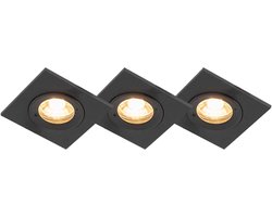 QAZQA xena - Moderne Inbouwspot voor badkamer - 3 lichts - L 80 mm - Zwart -