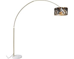 QAZQA xxl - Klassieke Booglamp | Vloerlamp | Staande Lamp - 1 lichts - H 2690 mm - Bloemen print - Woonkamer | Slaapkamer