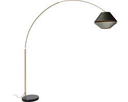 QAZQA xxl - Klassieke Booglamp | Vloerlamp | Staande Lamp met kap - 1 lichts - H 269 cm - Zwart Goud - Woonkamer | Slaapkamer | Keuken