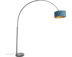 QAZQA xxl - Moderne Booglamp | Vloerlamp | Staande Lamp met kap - 1 lichts - H 2250 mm - Zwart Goud - Woonkamer | Slaapkamer