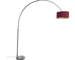 QAZQA xxl - Moderne Booglamp | Vloerlamp | Staande Lamp met kap - 1 lichts - H 2250 mm - Zwart Goud - Woonkamer | Slaapkamer