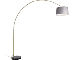 QAZQA xxl - Moderne Booglamp | Vloerlamp | Staande Lamp met kap - 1 lichts - H 269 cm - Zwart Goud - Woonkamer | Slaapkamer