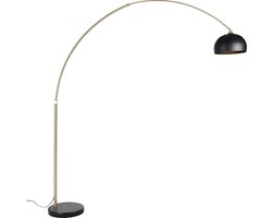 QAZQA xxl - Moderne Booglamp | Vloerlamp | Staande Lamp met kap - 1 lichts - H 269 cm - Zwart Goud - Woonkamer | Slaapkamer