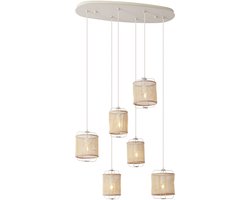 QAZQA yente - Japandi Hanglamp - 6 lichts - L 80 cm - Beige - Woonkamer