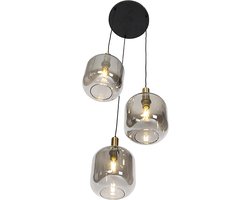 QAZQA zuzanna - Design Hanglamp eettafel - 3 lichts - Ø 60 cm - Zwart Goud - Woonkamer | Slaapkamer | Keuken