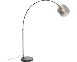 QAZQA zuzanna - Moderne Booglamp | Vloerlamp | Staande Lamp - 1 lichts - H 170 cm - Zwart Goud - Woonkamer | Slaapkamer | Keuken