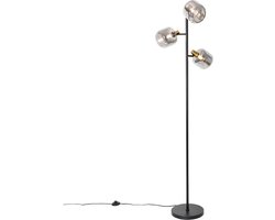 QAZQA zuzanna - Moderne Vloerlamp | Staande Lamp - 3 lichts - H 160 cm - Zwart Goud - Woonkamer | Slaapkamer | Keuken