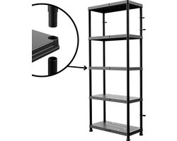 Qbrick Kunststof Stellingkast – 5 Planken – 74x32x175 cm – Kunststof Opbergkast met Wandbevestiging - Lichtgewicht Opslagrek