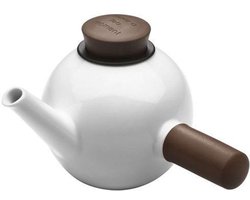 Qdo Theepot Porselein - Rond - Met Zijhandvat - 1 liter - Bruin