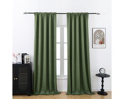 Qelus 2 Panelen Relief Gordijnen voor Woonkamer en Slaapkamer - Eenvoudige Montage - Functionele Ophanging voor Raamdecoratie - Luxe Woningtextiel voor Woonkamer & Slaapkamer, B 132 x H 244cm (Donkergroen)