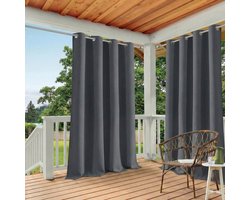 Qelus 2 Stuks Buitengordijnen Waterdicht - Outdoor Gordijn met Oogjes - Weerbestendig & UV-beschermend - Voor Patio en Balkon - Rideau Extérieur - 132x213cm - Donkergrijs