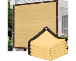 Qelus 300x200cm Balkonscherm & Privacyscherm - Zwaar Zichtbreeknet van 185g/m² HDPE - 90% Zichtblokkade Winddoek voor Balkon en Tuin - Inclusief Aluminium Zeilringen en Kabelbinders - Geel