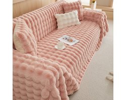 Qelus Bankhoes - 1-delige Pluizige Sofahoes – Zachte Konijnenbont Stijl – Dikke Bankhoes voor Stoelen, Banken of Bed – Warm Winterhoes voor Woonkamer & Slaapkamer (L180* B180cm) - Roze