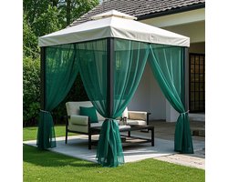 Qelus Buitengordijn Horrengaas – Outdoor Gordijnen voor Gordijnroede - Gordijnen Kant en Klaar - Ventilerend Muggennet voor Terras, Tuin of Balkon - B 160 x H 305cm (Groen)