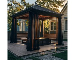 Qelus Buitengordijn Horrengaas – Outdoor Gordijnen voor Gordijnroede - Gordijnen Kant en Klaar - Ventilerend Muggennet voor Terras, Tuin of Balkon - B 160 x H 213cm (Zwart)