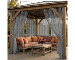 Qelus Buitengordijn Waterdicht Lichtdoorlatend met Ringen - Vitrages - Outdoor Gordijn Transparant - 132x213cm - Blauw - 1 Stuk