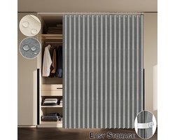 Qelus Extra Breed Gordijn 254x244cm Kant en Klaar met Haakjes - 220g/m² - Waterdichte en Verduisterende - UV-Werend voor Binnen en Buiten - Grijs