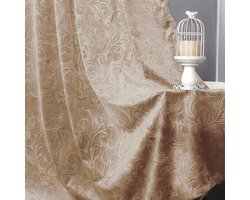 Qelus Fluweel Gordijnen - Verduisterende Gordijnen - Kant en Klaar Gordijn - 2-Delig Luxe Verduisterende Gordijnen - Bloemendamastpatroon, Thermisch Isolerend & Lichtwerend Voor Woonkamer Of Slaapkamer - B 132 x H304cm (Beige)