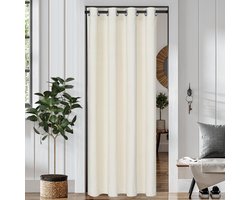 Qelus Fluwelen Isolerende Deurgordijn met Ringen Wit - Verduisterend & Privacy - Kant en Klaar 107x203 cm - Thermische Gordijnen Voor Deur, Trap of Kast