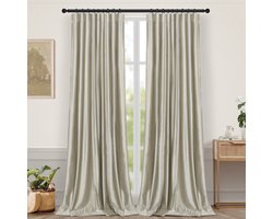 Qelus Fluwelen Verduisteringsgordijnen 2-Delig - Gordijnen Verduisterend & Lichtwerend - Voor Slaapkamer en Woonkamer - Geschikt voor alle Gordijnrails, Gordijnroedes en Runners Voor Thuis (Champagne, B132 x H244cm)