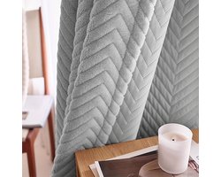 Qelus Isolerende Gordijnen 100% Verduisterend Kort Polig - 200x260 cm Kant en Klaar 1 Stuk - 350gsm Zwaar Gordijn voor Slaapkamer Woonkamer - Grijs