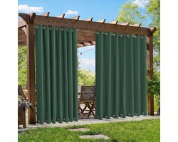 Qelus Verduisterende Buitengordijnen Winddicht - Extra Breed Outdoor Gordijn Waterdicht met Dubbele Oogjes - Balkongordijn - Rideau Occultant - 254x274cm - Groen(1 Stuk)