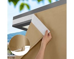 Qelus Winddicht Buitengordijn Klittenband & Lussen - 100% Verduisterend Outdoor Gordijn Waterdicht - Zonder Roede Demonteren - Rideau Occultant - 132x213cm - Beige - 1 Stuk