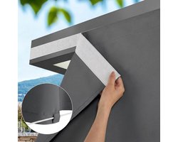 Qelus Winddicht Buitengordijn Klittenband & Lussen - 100% Verduisterend Outdoor Gordijn Waterdicht - Zonder Roede Demonteren - Rideau Occultant - 132x213cm - Grijs - 1 Stuk