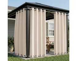 Qelus Winddichte Buitengordijnen Waterdicht - Outdoor Gordijn Boven & Onder Oogjes - Verduisterend Balkongordijn - Rideau Extérieur - 132x213cm - Beige - 1 Stuk
