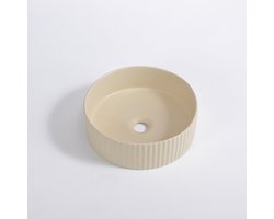 QeramiQ Arto waskom - 35x35x11.5cm - geribbeld - rond - keramiek - mat beige