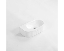 QeramiQ Blend Fontein - 40x22x12cm - Geribbeld - halfrond - zonder kraangat - Keramiek - Wit Mat