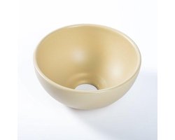 QeramiQ Dely Waskom - 20x20x9cm - rond - keramiek - beige